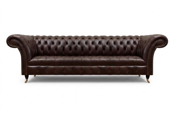 Braune Chesterfield Kunstleder Couch Modernes Sofa Viersitzer Sitzmöbel