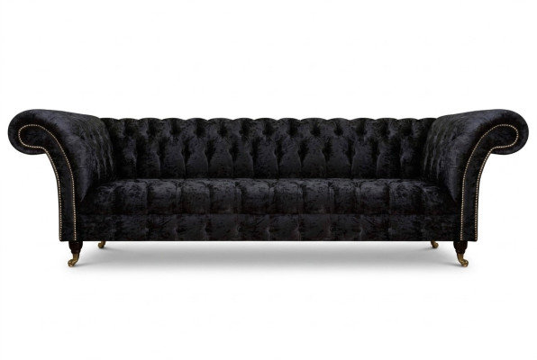 Chesterfield Moderner Schwarzer Viersitzer Edle Polstermöbel 4-Sitzer