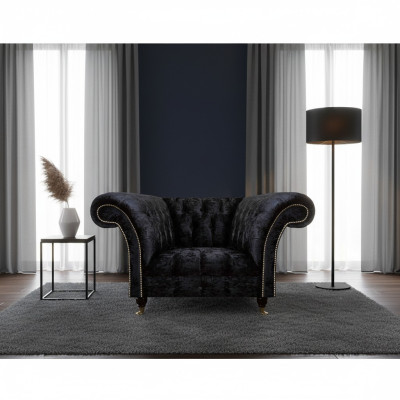 Chesterfield Polstersessel Schwarzer Einsitzer Luxuriöser Lehnsessel