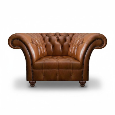 Brauner Chesterfield Einsitzer Wohnzimmer Ledersessel Polster 1-Sitzer