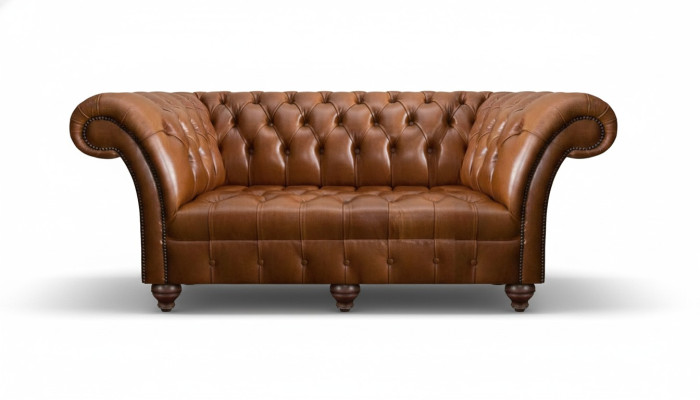 Brauner Chesterfield Leder Dreisitzer Wohnzimmer Moderne Polstercouchen