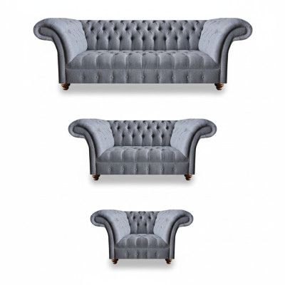 Chesterfield Edle Textilgarnitur Designer 3-Sitzer Zweisitzer Lehnsessel