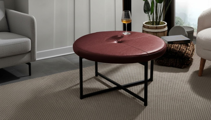 Couchtisch neue hochwertige Ledertischplatte neue Wohnzimmermöbel Kastanienbraun