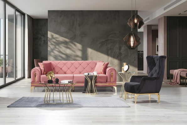 Chesterfield Rosa Pohovka z nerezové oceli Moderní čalouněná pohovka Luxusní trojmístná sedačka