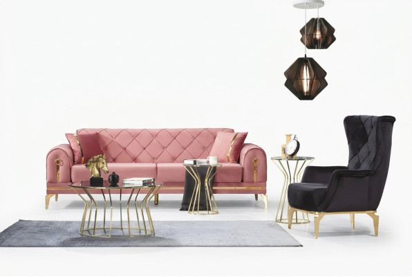 Chesterfield Rosa Pohovka z nerezové oceli Moderní čalouněná pohovka Luxusní trojmístná sedačka