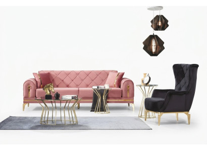 Chesterfield Rosa Pohovka z nerezové oceli Moderní čalouněná pohovka Luxusní trojmístná sedačka