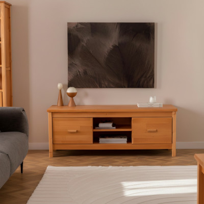 Eleganter Brauner TV-Ständer Wohnzimmer Lowboard Holz Schubladentisch