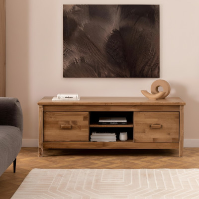 Eleganter Brauner TV Ständer Holz Fernsehtisch Wohnzimmer Luxuriöser RTV