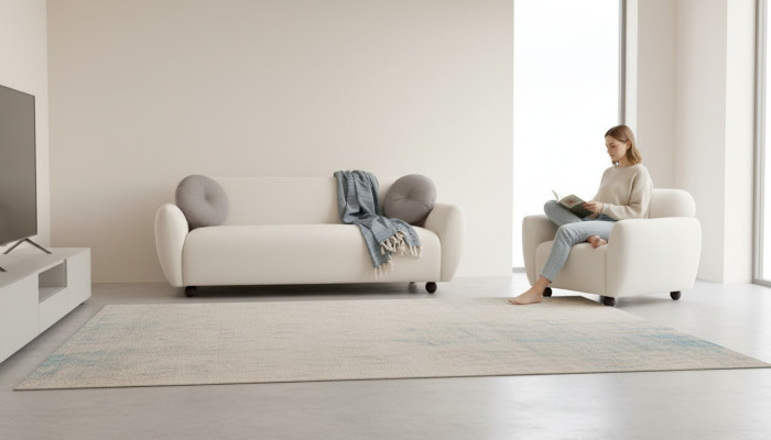 Wohnzimmer-Set 2tlg 3-Sitzer mit Sessel Weiß Einfarbig Modern Design