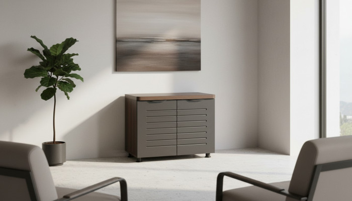 Arbeitszimmer Aktenschrank Kommode Rechteckig Schwarz Braun Zweifarbig
