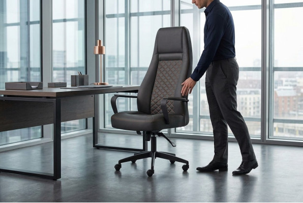 Bürostuhl Schwarz Drehsessel Arbeitszimmer Modern Büro Rollen Leder