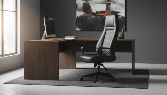 Bürostuhl Schwarz Drehsessel Arbeitszimmer Modern Büro Rollen Leder