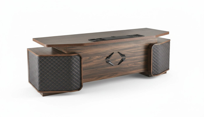 Bürotisch Schubladen Arbeitszimmer Rechteckig Braun Schwarz Modern Holz