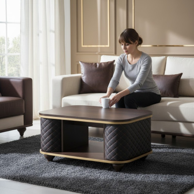 Couchtisch Braun Schwarz Modern Rechteckig Einlegeboden Büroeinrichtung