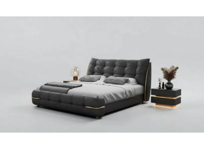 Luxusbett Schwarz Modernes Polsterbett Komfort Schlafen Elegantes Design Bett