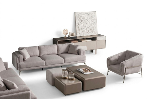 Modernes Wohnzimmermöbelset aus Holz in Beige