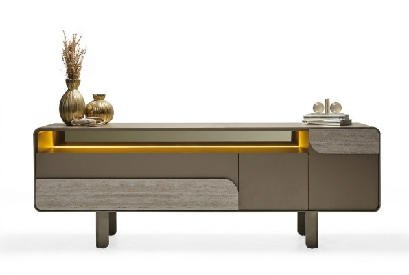 Beige Holz Konsole im eleganten Design