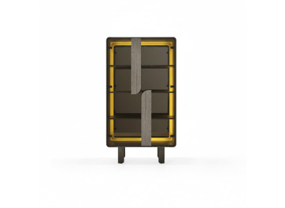 Holz Vitrine in Beige modern elegante Aufbewahrungsschrank