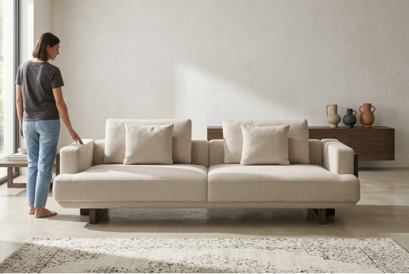 Beige modernes 3-Sitzer Sofa aus Textil