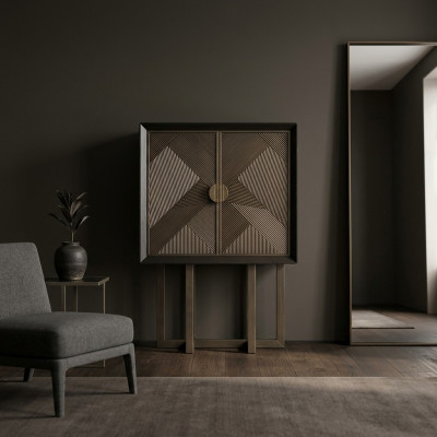 Braune Holzvitrine Elegant Stilvoll Für Wohnraum Präsentation