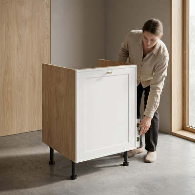 Küchenunterschrank Schrank Küchenunterbau-Schrank Holzschrank Beige-Weiß