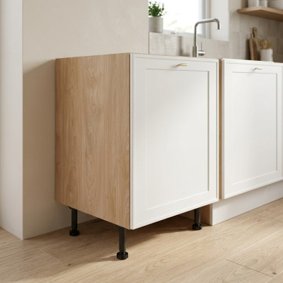 Küchenunterschrank Schrank Küchenunterbau-Schrank Holzschrank Beige-Weiß