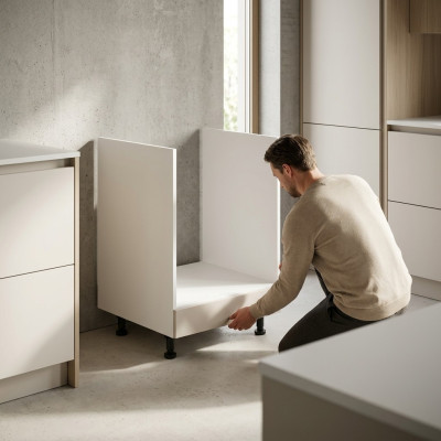 Küchenschrank Basis-Unterschrank Unterbau für Backofen Schrankmodul Weiß
