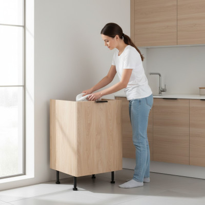 Abfallsammler Unterschrank Mülltrennsystem Schublade Küchenschrank Beige