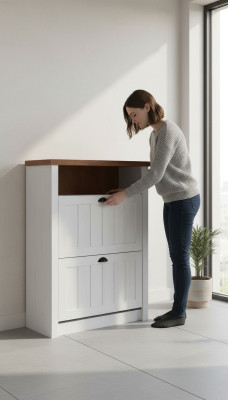 Schuhschrank mit Klappen Schuhkippschrank Kommode Doppelfach Schuhmöbel