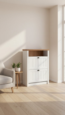 Schuhschrank mit Klappen Schuhkippschrank Kommode Doppelfach Schuhmöbel