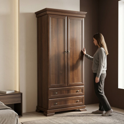Garderobenschrank Kleiderschrank Holzschrank Schubladen Kleiderstange
