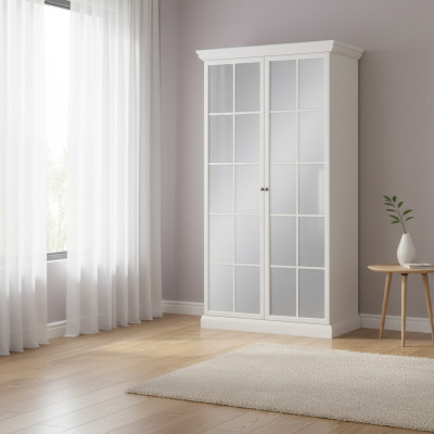 Kleiderschrank Stoff Garderobe mit Spiegel Spiegelschrank 2-türiger