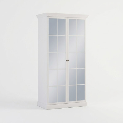 Kleiderschrank Stoff Garderobe mit Spiegel Spiegelschrank 2-türiger