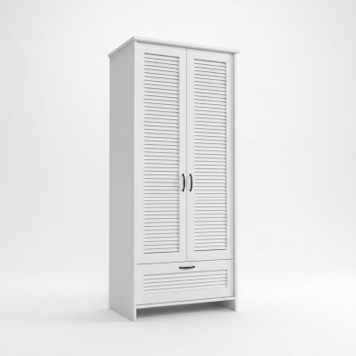 Kleiderschrank aus Stoff Garderobenschrank Schublade Kleiderstange Weiß