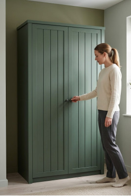 Schlafzimmerschrank Garderobe mit Kleiderstange Mehrzweckschrank Grün