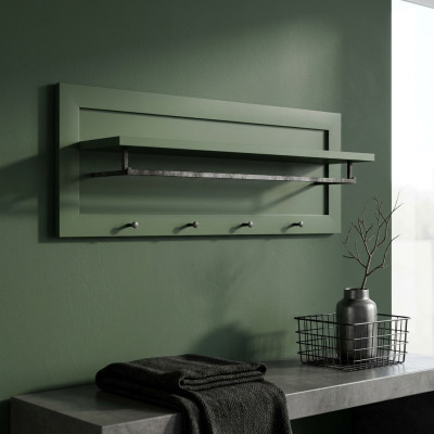 Wandgarderobe Wandablage Hakenleiste mit Kleiderstange Garderobenleiste
