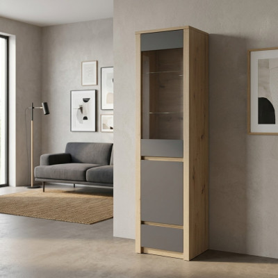 Schrank Anrichte Vitrinenschrank Glasfront Glas-Regalböden Schublade