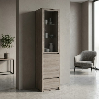 Moderní elegantní vitrína ze šedého dřeva