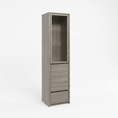 Moderní elegantní vitrína ze šedého dřeva