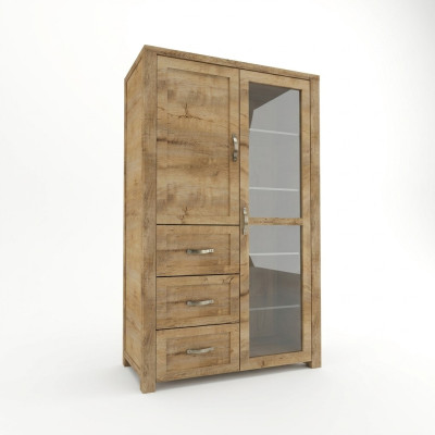 Vitrinenschrank aus Holz in Braun modern eleganter Stil