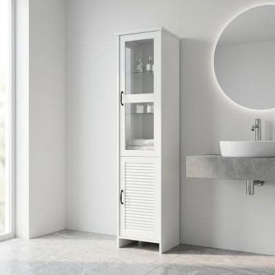 Vitrinenschrank Weiß Modernes MDF-Glas Möbelstück