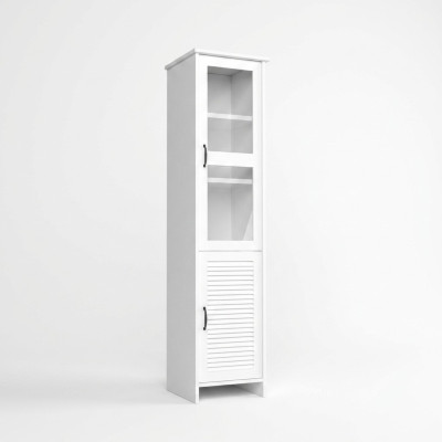 Vitrinenschrank Weiß Modernes MDF-Glas Möbelstück