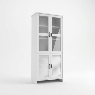 Vitrinenschrank Weiß MDF Glas modern elegant