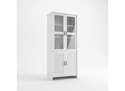 Vitrinenschrank Weiß MDF Glas modern elegant
