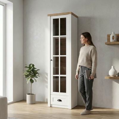Moderní elegantní vitrína z bílého dřeva