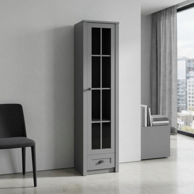 Vitrinenschrank Grau Holz Modern Elegant