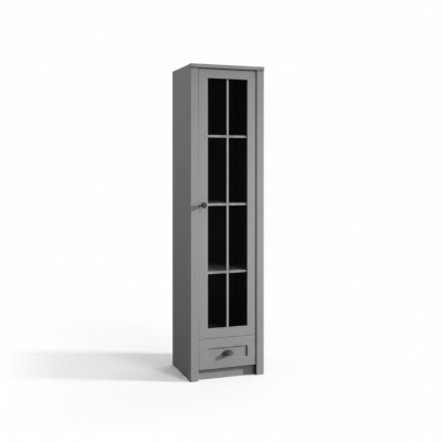 Vitrinenschrank Grau Holz Modern Elegant