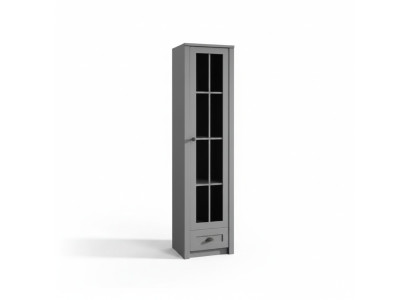Vitrinenschrank Grau Holz Modern Elegant