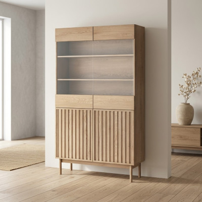 Regalschrank Schrank Holzschrank Buffet Vitrinenschrank Mit Glasfront