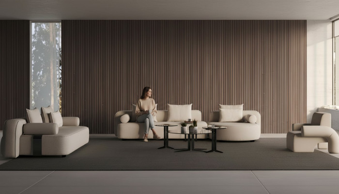 Set für Wohnzimmer 2x Sofa mit Sessel Ästhetik und Komfort